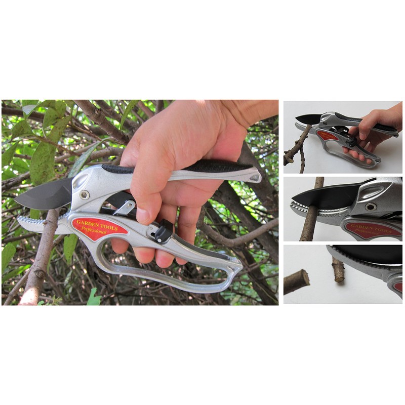 Ratchet Hand Pruner 8 Inch - Aluminium Anvil Pruning Shears