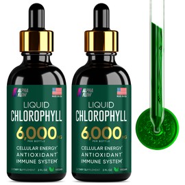 [2 Pack] Chlorophyll Liquid Drops 6000MG – Natural Liquid Chlorophyll Drops for Detox, Energy, Skin – Internal Deodorant – Vegan Chlorophyll Liquid Drops for Kids & Adults – US-made, Non-GMO - 4 Fl Oz