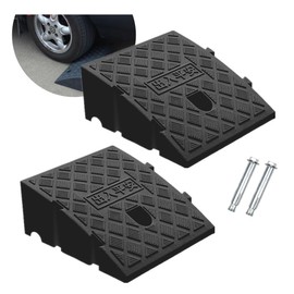 2PCS Curb Ramps 2.76"" Rise Height Curb Ramp Interlock Curb Ramps for Driveway Low Cars Motorcycle Wheelchair Bike Vehicles Truck (2.76"" High), Black