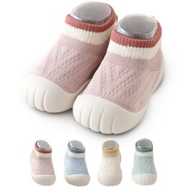 UIOERGF Zapatos Calcetín para Bebe, Zapatos de Bebé Antideslizantes de Silicona, Suave, Cómodo, Transpirable, Lavables para Caminar para niños pequeños, Primeros Caminantes, 6-48 Meses