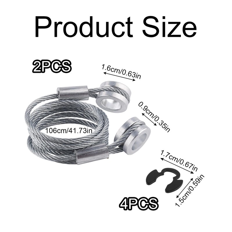 2pcs Hood Release Cable with 4 Circlips, 41.73in Hood Control