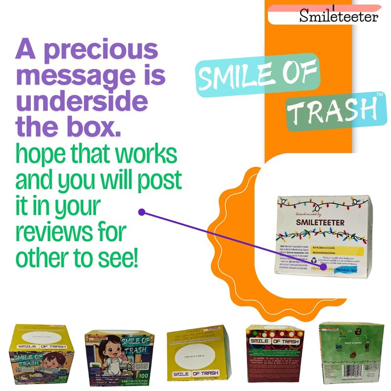 Smile of Trash Compostable Kitchen Food Scraps Bag (Pack of