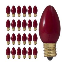 GoodBulb 7-Watt C9 Red Ceramic Holiday Light Bulbs Intermediate E17 Base 50 Lumens Christmas Lights Bulbs Ideal for Holiday Decorations Pack of 25 Bulbs