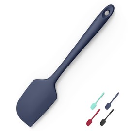 600°F Heat Resistant Silicone Spatula, Doosu High Temp Flexible Kitchen Rubber Bowl Scrapers Food Grade Seamless Baking Supplies Scratch-Proof for Scraping Non-Stick Pans (Navy Blue, 11.4in)