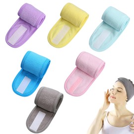 Pack of 6 cosmetic headbands, adjustable headband, hair protection for make-up, sports, yoga.