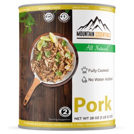MOUNTAIN ESSENTIALS All Natural Canned Pork 28 Oz Fully Cooked Ready to Eat Emergency Survival Bulk Food Storage Premium Meat for Backpacking, Camping, Meal Prep Shelf Stable Food Pack of 1