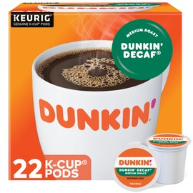 Dunkin' Decaf Medium Roast Coffee, 22 Keurig K-Cup Pods