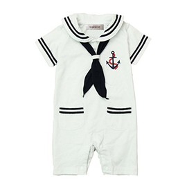 StylesILove Baby Boy Marine Sailor Costume Romper Onesie (White, 70/3-6 Months)