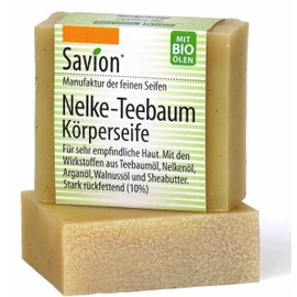 Savion Carnation Tea Tree Body Soap for Sensitive Skin, 80 g, Organic, Vegan