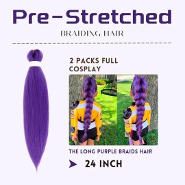 Set De 2 Extensiones De Cabello Trenzado Morado Estilo Rumi
