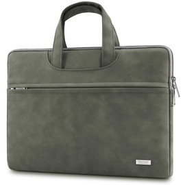 TECOOL 13.3 Inch Laptop Bag Case for 13.6 MacBook Air M3 M2 2024 2022, 13 MacBook Pro/Air M2 M1 2022-2012, 14 MacBook Pro M3 M2 M1 2023 2021, Waterproof Notebook Bag Leather Protective Case, Green