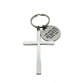 Cross Keychain, I Am With You Always, Matthew 28:20", Christian Gift, Relgious Gift, Prayer Gift, Bible Verse Gift