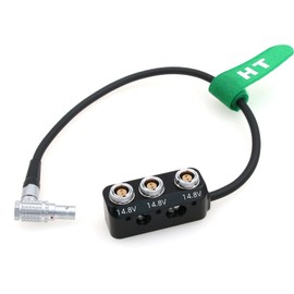 HangTon Right Angle Male 2 Pin to 3 x 0B 2 Pin Female Power Splitter Cable Box, 1 to 3 Triple for ARRI Alexa Sony RED DSMC2 Camera