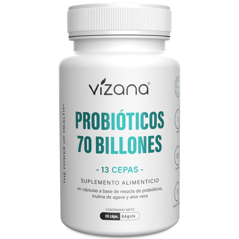 VIZANA NUTRITION Probióticos 70 billones, 13 Cepas HPMC Vegetarianas (60
