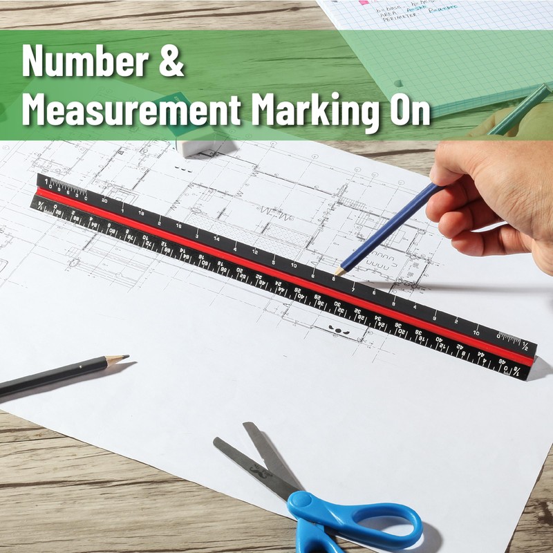Mr. Pen- Architectural Scale, 12 inch, Black, Scale Ruler Contractor,