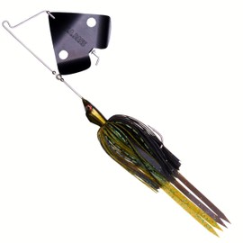 U.S.A. BASS TACKLE Stiletto Buzzbait Largemouth Smallmouth Spotted Bass Premium Fishing Bait Hover Head Custom Silicon Skirt Bubble Blade Clacker Heavy Duty Hook (Green Pumpkin, 1/2oz)