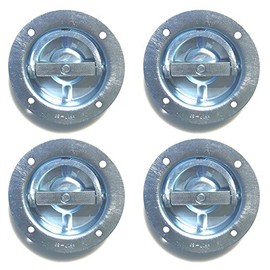 Pit Posse 11007-4 Four Cargo Trailer Recessed Rotating D Ring Floor Rope Anchor 5th Wheel Toy Hauler Snowmobile Towing Accessory