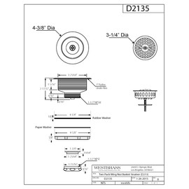Westbrass Wing Nut Style Large Kitchen Sink Basket Strainer, 2 Pack, Polished Chrome, D2135-26