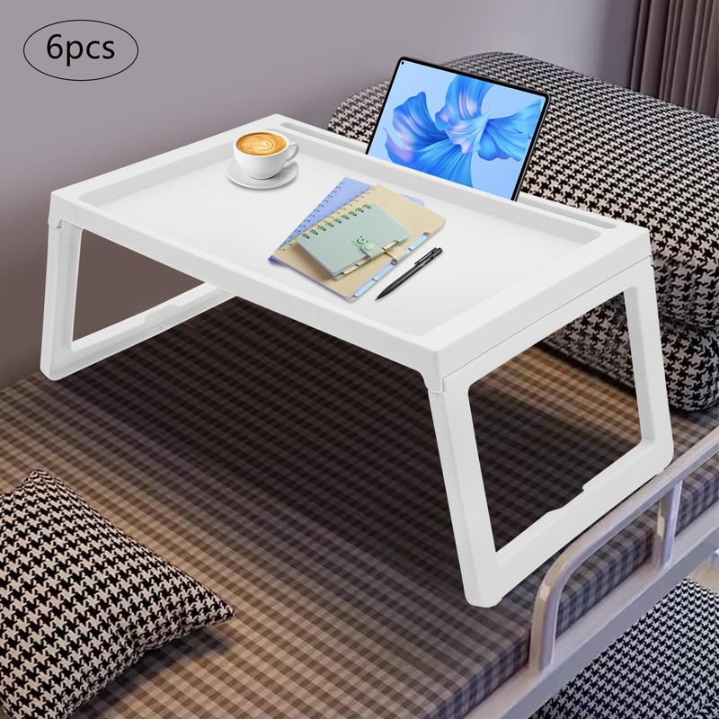 6Pcs Lap Desk Tray,Tray Folding Table,Foldable Laptop Desk,Plastic Breakfast Laptop