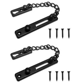 QWORK® Pack of 2 Chain Lock with Screws, Stainless Steel Door Chain Security Chain Door Lock, Anti-Theft Pressure Lock for Interior Doors and Extra