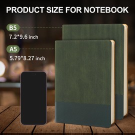 TSFPapier Lined Notebook Journal Notebooks for Work Hardcover Journaling 5.79"x8.27" A5 Leather Journals 216 Pages 100GSM Thick Paper Dark Green