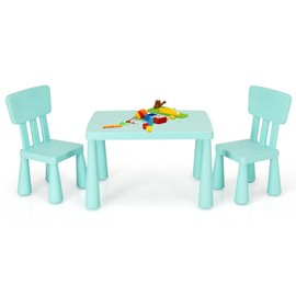 GLACER Kids Table and Chairs - Easy to Wipe Kids Table and Chair Set, Plastic Kids Table for Art & Crafts, Drawing, Reading, Daycare, Classroom, Playroom, Toddler Table and Chair Set (Green)