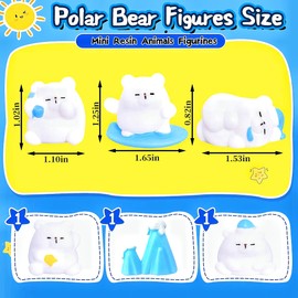 10Pcs Mini Resin Polar Bear Figurines, Cute Miniature Polar Bear Figurines for Kids Dollhouse Accessories, Desk Decor, Micro-Landscape Decorations, Miniature Resin Tiny Arctic Animals Figures