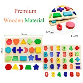 Wooden Jigsaw Puzzles for Toddler Shapes Learning Colorful Shapes Recognition Montessori Toys for Boys Girls Gifts