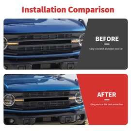 SQQP Front Grill Insert Mesh Grille Inserts Cover Kit 6Pcs Compatible with Ford Bronco 2021 2022 2023 2/4 Door Exterior Accessories (Black)