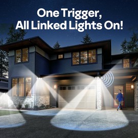 VIVOHOME Linkable Solar Flood Lights Outdoor, 2 Adjustable Motion Sensors Security Lights with 3 Heads, 2500LM, IP65 Waterproof, Solar Powered for Outside, Yard, Porch, Patio