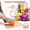 2 Set Fruit Basket for Kitchen with Bamboo Cutting Board,