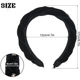 Lets Joy Geflochtene Stirnbänder, Dirndl Geflochten Stirnband, Oktoberfest Haarreif, Samt Haarreif, Vintage Gepolsterte Haarreifen, Oktoberfest Party Haarschmuck Party Zubehör-Schwarz