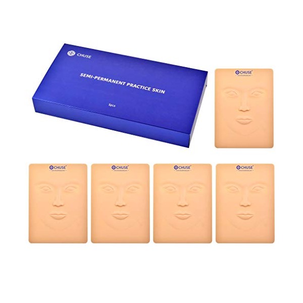 CHUSE Microblading Practice Skin 3D Face Cosmetic Permanent Makeup Tattoo Training Sheet 15.2Ã21Ã0.2cmï¼5 pieces of packï¼