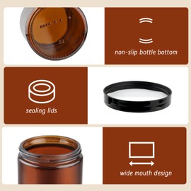 4 Pcs Amber Glass Jar Empty Cosmetic Container Refillable Cream Jar Travel Make Jar Pot For Cream Lotion Body Scrubs And More (9oz)