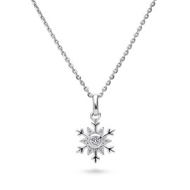 BERRICLE Sterling Silver Snowflake Pendant Necklace for Women, Cubic Zirconia CZ 18 inch