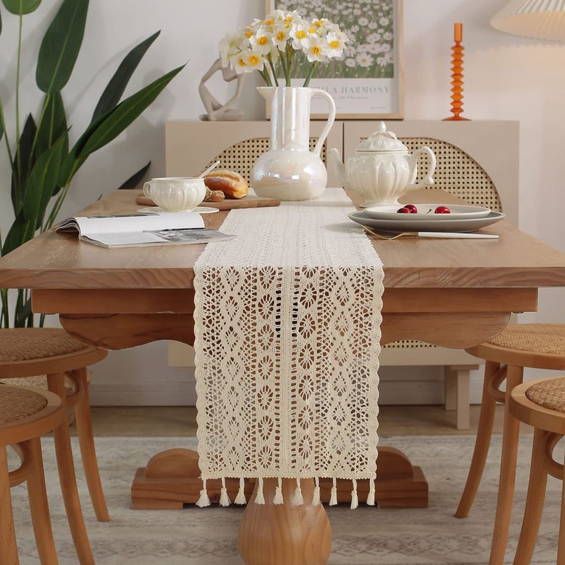 Gxfctys Table Runner, Boho Runner Cotton Linen Decorations, Farmhouse Runners