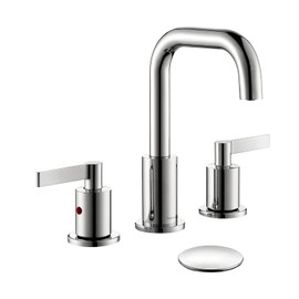 TimeArrow Chrome 8 Inch Widespread Bathroom Sink Faucet 3 Holes with Drain Assembly, High Arc Modern Two Handle Bathroom Vanity Lavatory Faucet with Brass 360° Swivel Spout, TAF288S-CP