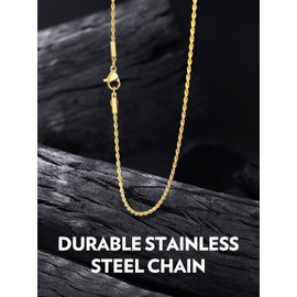 Bandmax 14K Gold Twisted Rope Chain 30 Inch Mens Stainless Steel Gold Chain Necklaces 1.5mm Dainty Slim Solid Cable Rope Chain for Pendant Jewelry Gift