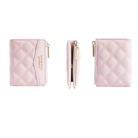 Oyccen Women's PU Leather Small Wallet Women Zip Wallet Credit Card Holder with Multiple Card Slots, pink, Casual