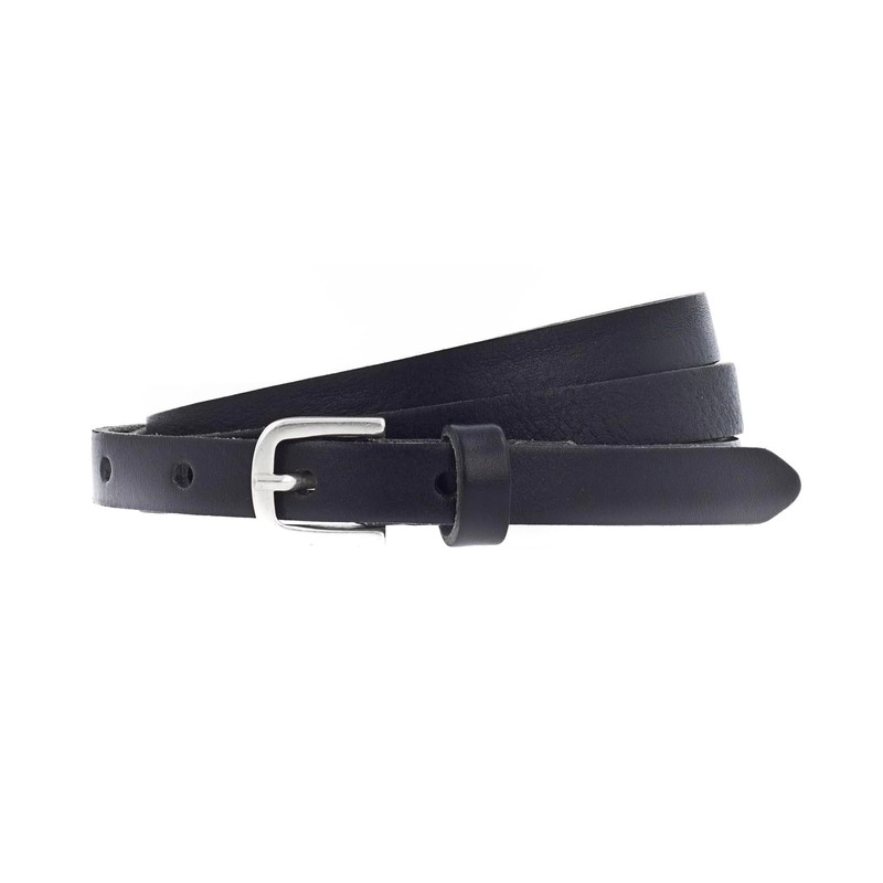 Vanzetti Women's Belt - Slim Leather Belt, Metal Buckle, black
