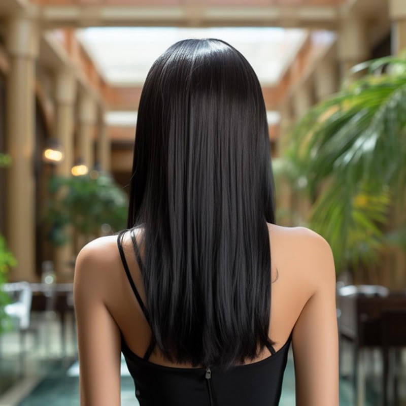 Leuik Black Wig With Bangs For Girls|Long Colored Wigs for