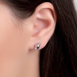 HENRYKA 925 Sterling Silver Seashell Sea Shell Stud Earrings | Cute Minimal Studs | Boho Sea-Life Ocean Gifts