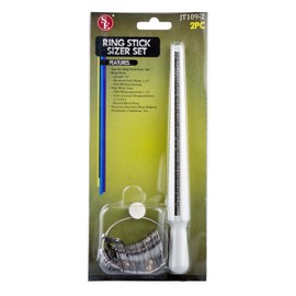 SE 10" Premium Metal Ring Stick & 36Pc Ring Sizer Set - Jewelers' Sizing Tool with Non-Rolling Design -JT109-2