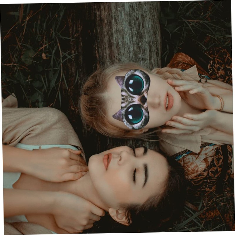 Baluue 2pcs Cat Eye Mask Breathable Cotton Eyeshade for Sleeping