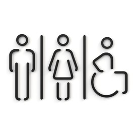 3DP Signs - Relief Symbols for Bathroom Men Women Disabled 15cm Set Bathroom Decal SA151 (1 Man + 1 Woman + 1 Disabled Black
