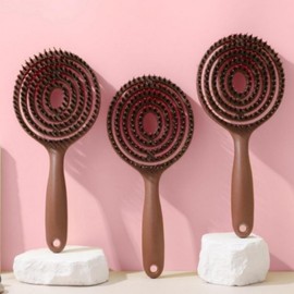 Paddle Hair Brush, Anti-Tangle Swirl Elastic Hair Brush Caramel