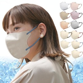 ジュエルフラップマスク 3Dデイリースタイル 冷感マスク バイカラー 3Dマスク 立体マスク 不織布マスク 血色カラー くちばし メイクがつきにくい 夏 ひんやり 冷感 快適 息がしやすい 夏用マスク 蒸れない 耳が痛くならない 20枚 ニュアンスカラー (Lサイズ・冷感・オールドレース×ソフトブラウン)