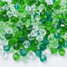 500pcs Bicone Crystal Beads 6mm Mix Green Crystal Glass Bulk Faceted Beads for Necklace Bracelet Earrings DIY Jewelry Crafts Making Supplies