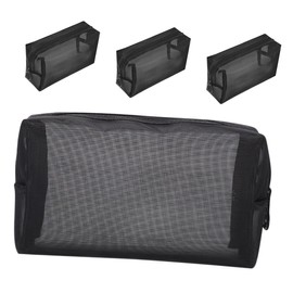 Baluue 4pcs Nylon Mesh Cosmetic Bags Travel Zipper Pouch Makeup Organizer with Water Resistant Design for Toiletries Lipstick Storage and Office Accessories