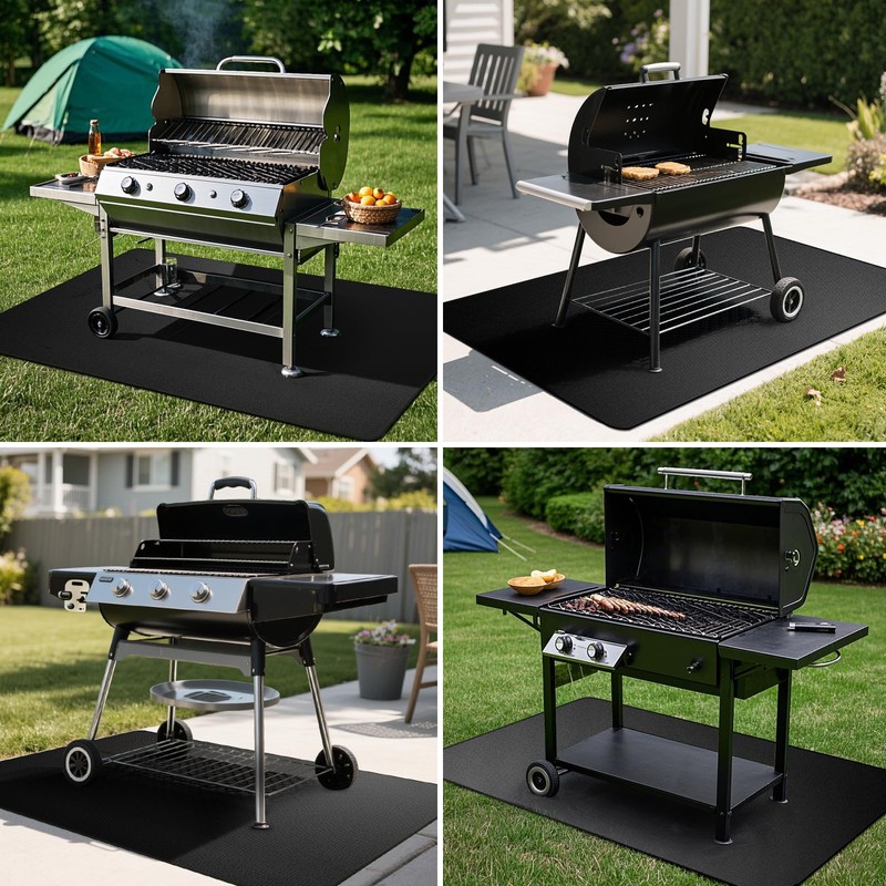 90x120 cm Fire Pit Mat, Large Black Fireproof & Heat